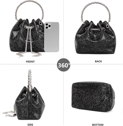 Rhinestone Purse for Women Sparkly Rhinestone Bag Evening Bag Silver Clutch Purses Bling Crossbody Bags for Women