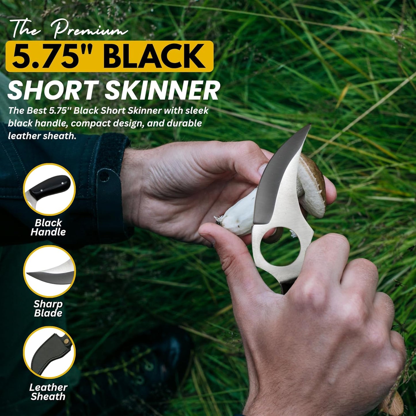 Szco Supplies Black Short Skinner Knife