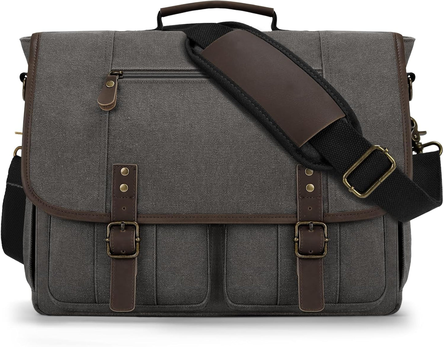 RAINSMORE Canvas Messenger Bag Men 17-17.3 Inch Laptop Bag Computer Briefcase Water Resistant Satchel Bag for Men Work Office - PuriLite