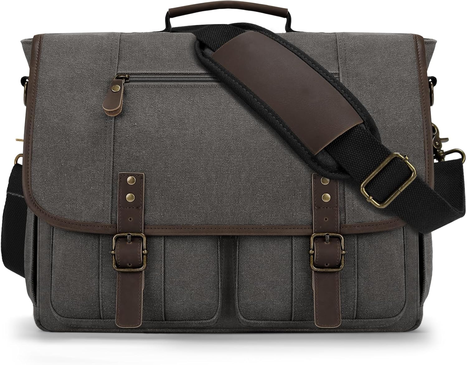 RAINSMORE Canvas Messenger Bag Men 17-17.3 Inch Laptop Bag Computer Briefcase Water Resistant Satchel Bag for Men Work Office - PuriLite