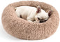 Dog & Cat Bed, 20in Cat Beds for Indoor Cats, Calming Donut Bed for Puppy and Kitten, Washable Round Fluffy Pet Bed for Small Medium Dogs and Cats (Camel)
