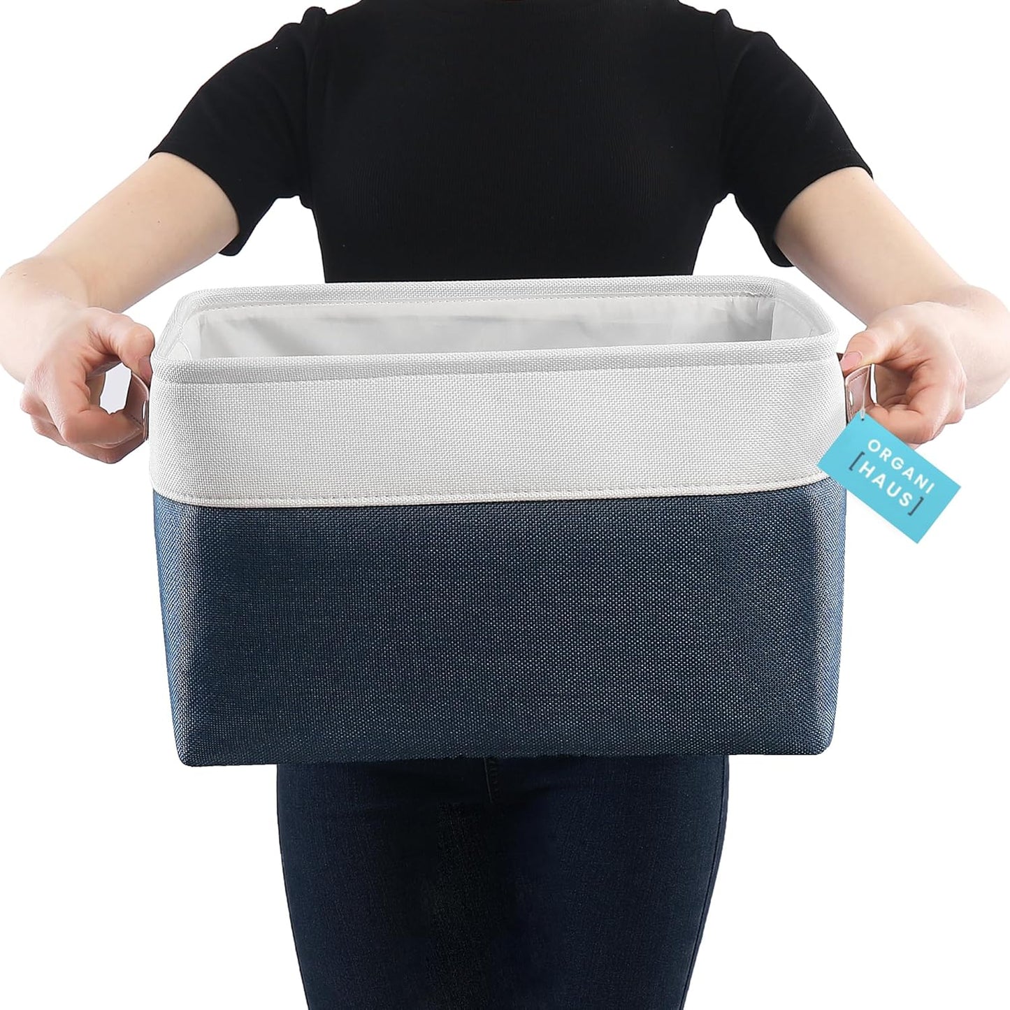 OrganiHaus Large Fabric Storage Baskets for Shelves 3 Pack, 15x11in Closet Storage Bins for Shelves, Cloth Baskets, Fabric Storage Cubes, Linen Closet Organizers, Fabric Basket, White Basket