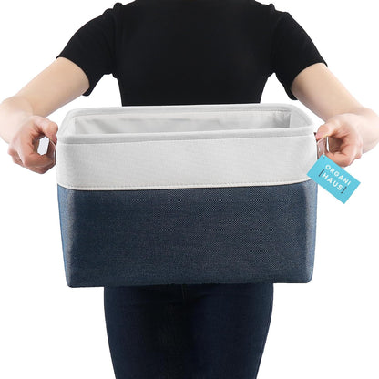 OrganiHaus Large Fabric Storage Baskets for Shelves 3 Pack, 15x11in Closet Storage Bins for Shelves, Cloth Baskets, Fabric Storage Cubes, Linen Closet Organizers, Fabric Basket, White Basket