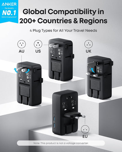 Anker Nano European Travel Plug Adapter, 5-Port, Foldable Plugs