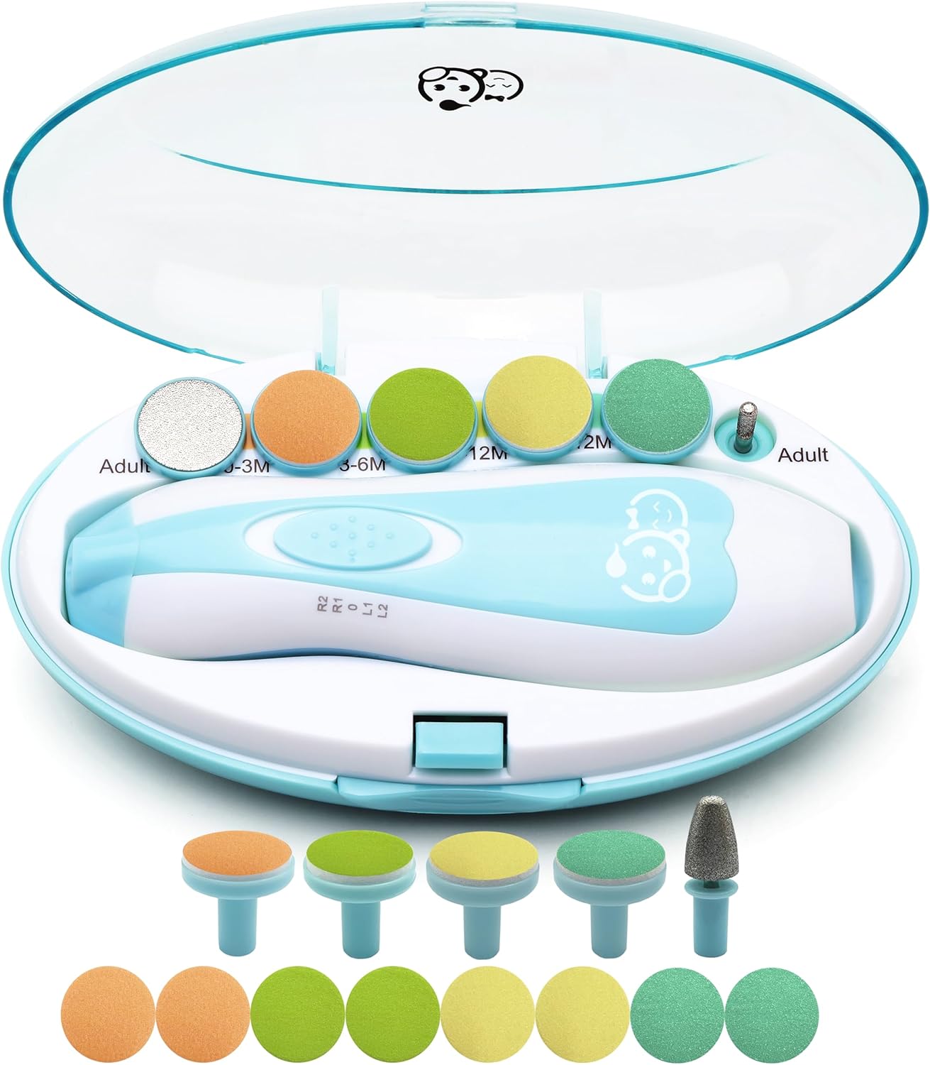 Royal Angels Rechargeable Baby Nail Clippers 20 in 1, Safe Electric Nail Trimmer, Baby Nail Kit, Additional Replacements, Newborn Toddler Toes and Fingernails, Trim and Polish (Rechargeable, Snow)