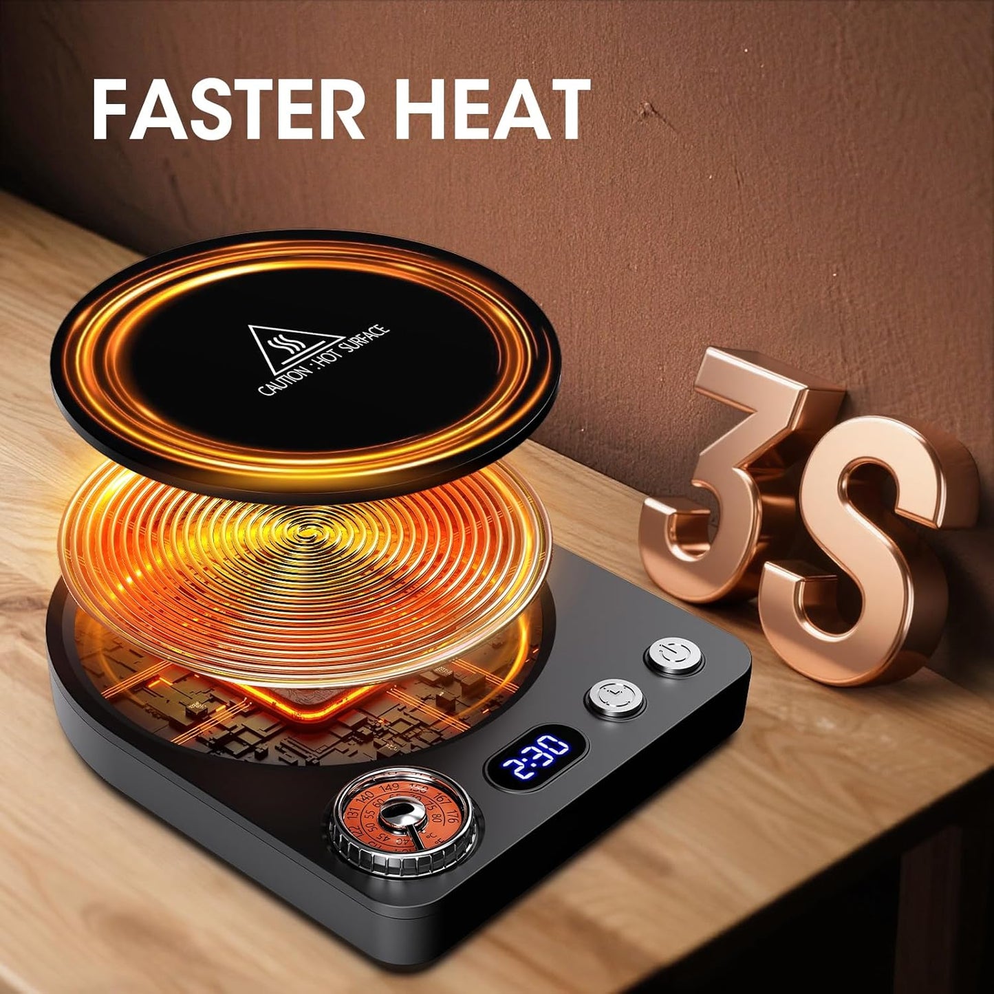 MQFORU Mug Warmer,Coffee Warmer for Desk with 9 Temperature Control(104°F-122°F/131°F-149°F/158°F-175°F),Smart Coffee Cup Warmer with 0.5-9 Hour Timer,Coffee Tea Warmer for Home Office(Black)