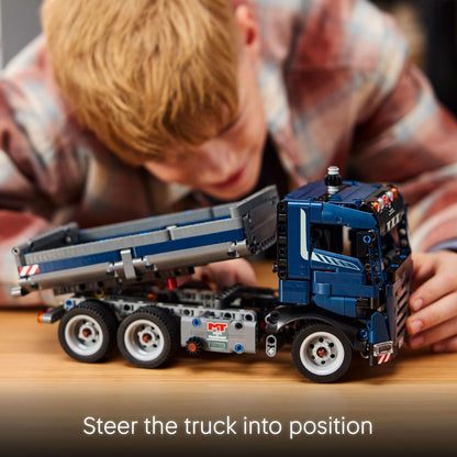 Tipping Dump Truck Building Toy | Construction Truck Model Kit | Engineering Vehicle Playset | Interlocking Building Blocks | Kids Construction Toy - PuriLite