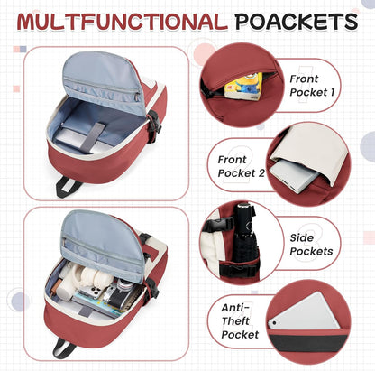 School Backpack for Women Men College High School Bags for Boys Girls Casual Daypack Laptop Backpack Waterproof Black Bookbag Travel Rucksack