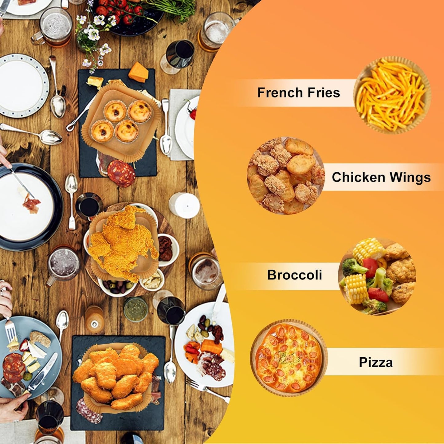Air Fryer Liners,100Pcs 8.6" Square Air Fryer Parchment Paper Liners for 3 to 8 QT Baskets, Non-Stick & Oil Proof and Food Grade Baking Alternative to Foil for Easy Cleanup
