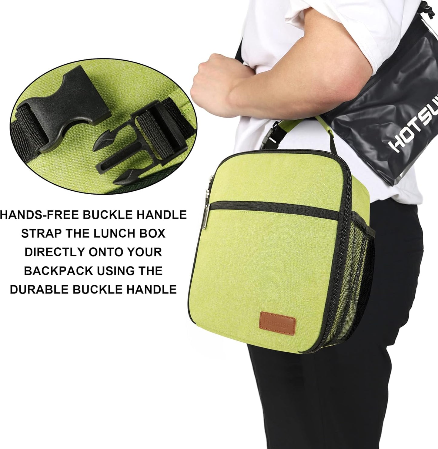 Lunch Box for Men Women Adults Small Lunch Bag for Office Work Picnic - Reusable Portable Lunchbox, Black