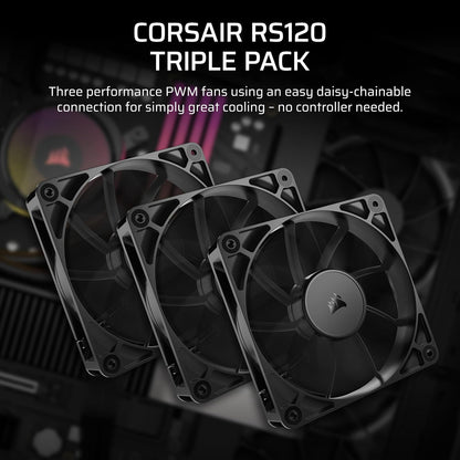 CORSAIR RS120 ARGB 120mm PWM Fan – Daisy-Chain Connection – Low-Noise – Magnetic Dome Bearing – Single Pack – White