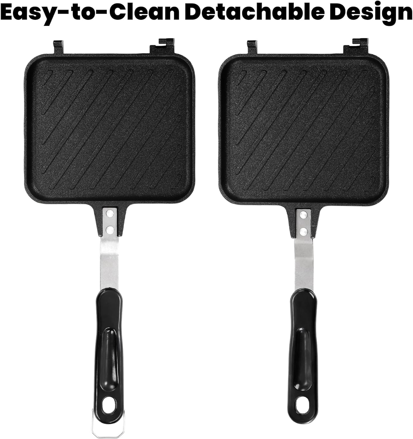 Elsjoy Hot Sandwich Panini Maker with Handle, Non-Stick Double Sided Frying Pan Grilled Sandwich Maker, Stovetop Toasted Sandwich Press for Home, Kitchen, Breakfast