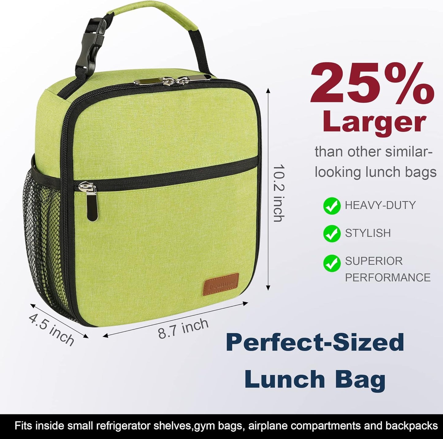 Lunch Box for Men Women Adults Small Lunch Bag for Office Work Picnic - Reusable Portable Lunchbox, Black