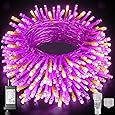 Haili Halloween Lights Outdoor, 105 FT 300 LED Halloween String Lights with Memory Function, Plug in 8 Mode String Lights for Halloween,Christmas,Party, Patio, House Decoration (Purple Orange)