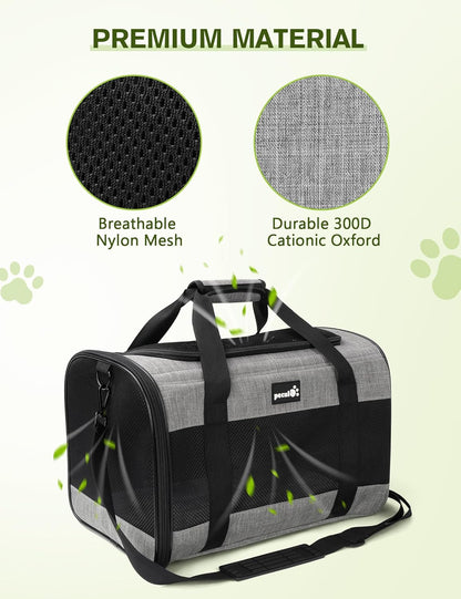 Pecute Cat Carrier Dog Carrier up to 15lbs，Pet Carrier for Cats and Puppies with Foldable Bowl, Soft-Sided Bag with Breathable Mesh, Suitable for Long and Short Trips Travel Camping Outdoor
