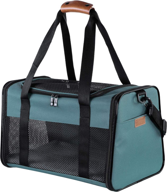Akinerri Airline Approved Pet Carriers,Soft Sided Collapsible Pet Travel Carrier for Medium Puppy and Cats (Medium, Blue)