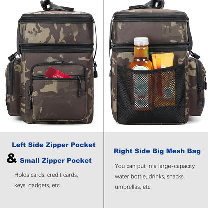 Tactical Lunch Bag for Men, Large Leakproof Insulated Lunch Box, Lunch Cooler Bag with Shoulder Strap, Lunch Pail for Adults Work Outdoor Picnic Trips, Black Camo