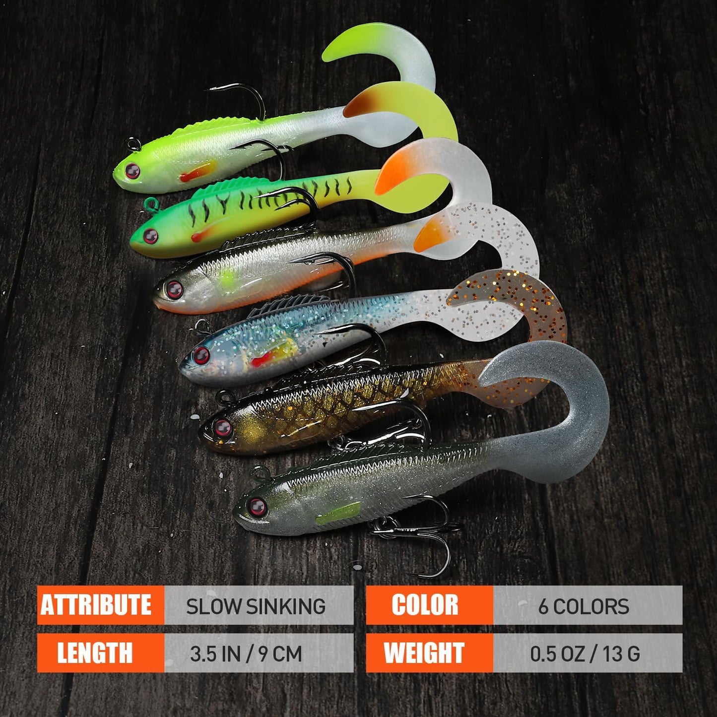 TRUSCEND Easy Catch Pre-Rigged Soft Lures, Unique Vibrating Swim Action and Trembly Sinking Move for More Bites, Amazing Soft Swimbait for Family Fishing, Fishing Lures for Bass Trout Crappie Walleye