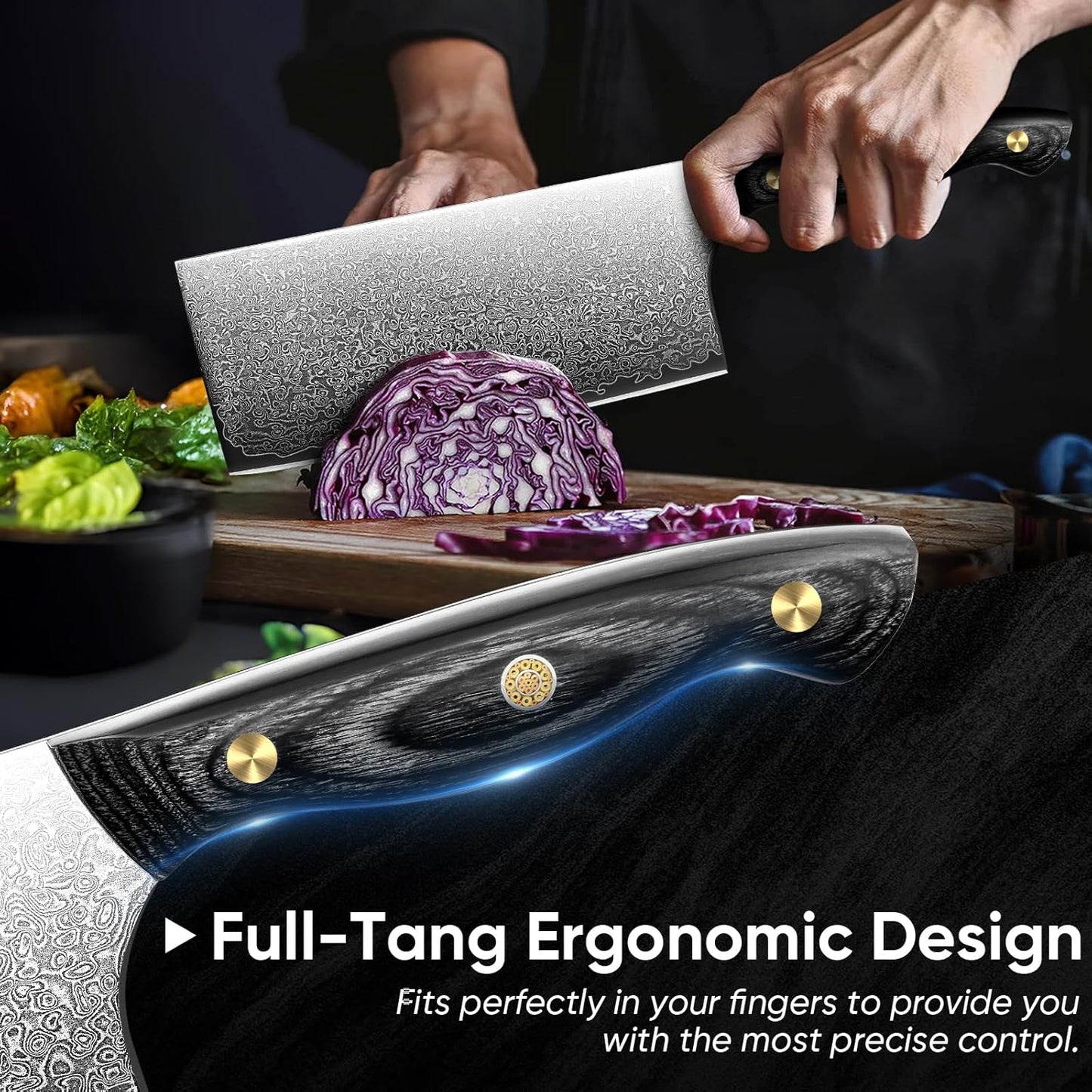 Purple Dragon Damascus Fish Fillet Knife - 7 inch Flexible Boning Knife with VG10 Core, Kitchen Slicing Knife with Full Tang Handle, Birthday Dad Mom Gift