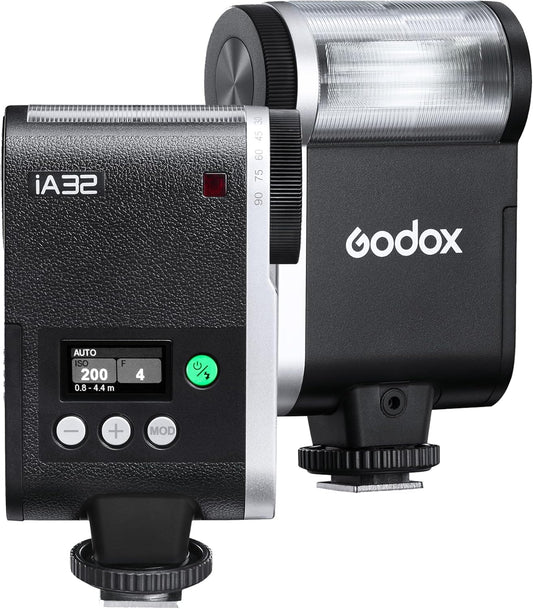 Godox IA32 Mini Camare Flash,Speedlite GN15 with 8 Levels Flash Power 1/128-1/1,S1/S2 Optical Control for Fuji,for Canon,for Nikon,for Sony, for Olympus