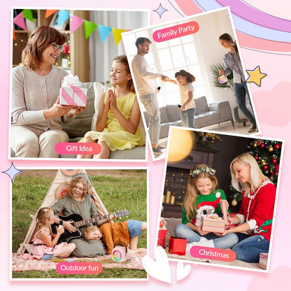 Mini Karaoke Machine, Portable Bluetooth Karaoke Speaker with 2 Wireless Microphones and Party Lights for Kids and Adults, Birthday Gifts for Girls Boys Family Home Party (Hotpink)