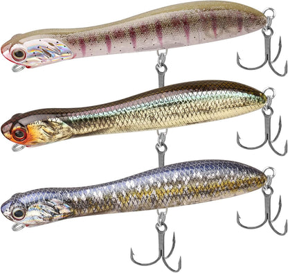 TRUSCEND PoPobait with BKK Hooks, Top Water Plopper Fishing Lures for Bass Walleye Pike Catfish Musky Perch, Floating Lure for Freshwater or Saltwater, Amazing Teasers Fishing Gifts for Family Fishing