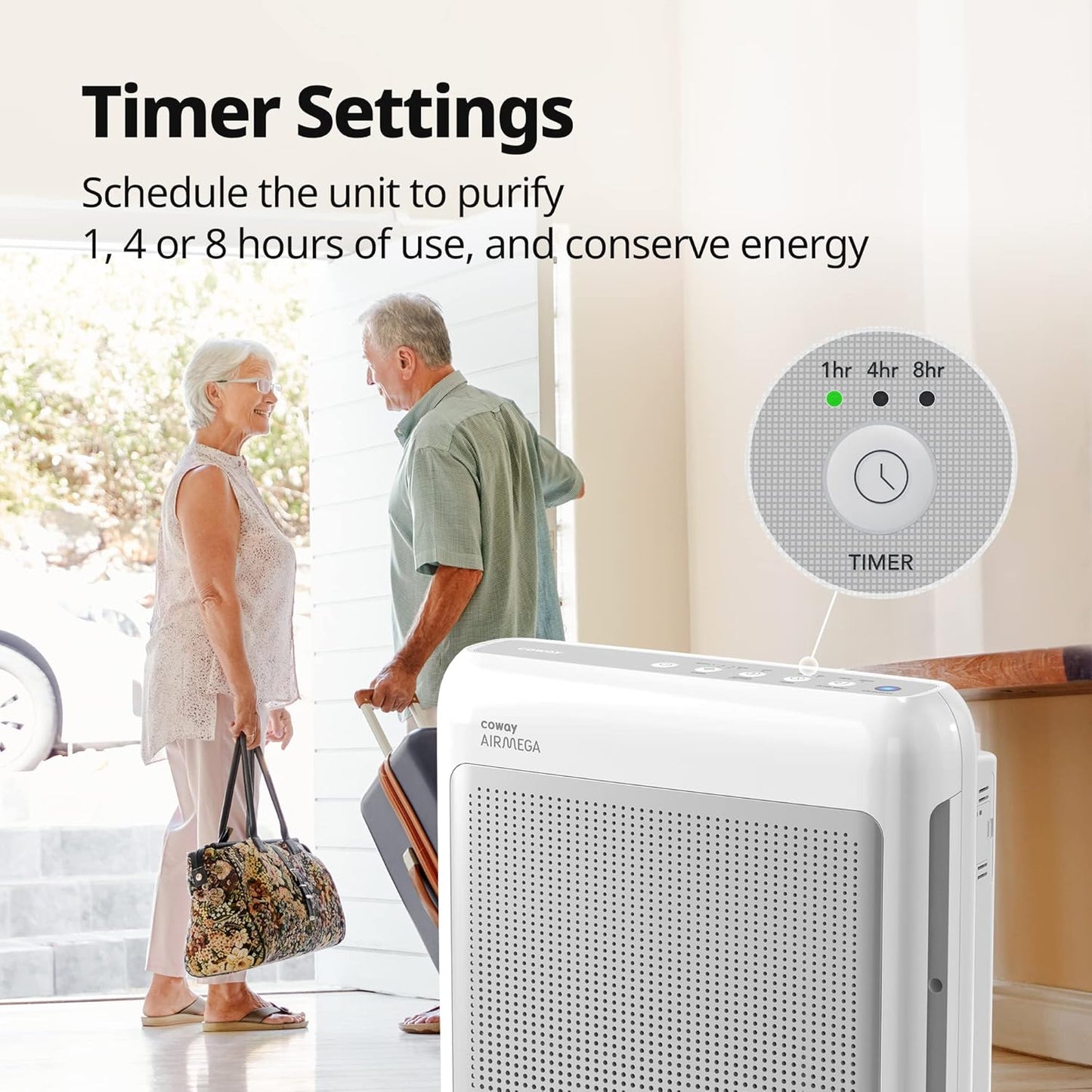 Coway Airmega AP-1512HH True HEPA Air Purifier with Air Quality Monitoring, Auto Mode, Timer, Filter Indicator, Eco Mode