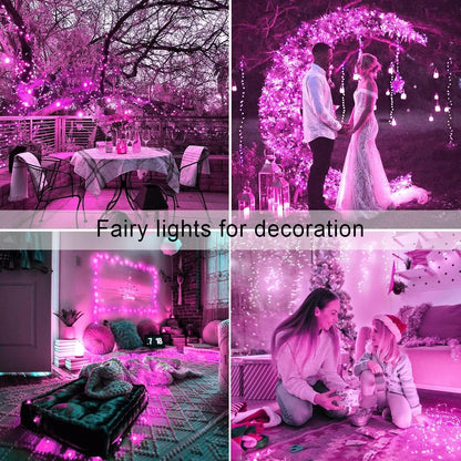 Solar Halloween Decoration Lights, JMEXSUSS 2 Pack 33FT 100 LED Orange and Purple Halloween String Lights, Halloween Lights with 8 Modes for Halloween Tree Yard Outdoor Spooky Party Garden Decorations