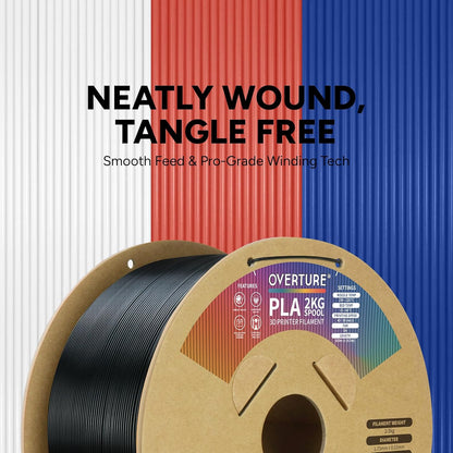 OVERTURE PLA Filament 1.75mm PLA 3D Printer Filament, 1kg Cardboard Spool (2.2lbs), Dimensional Accuracy +/- 0.02mm, Fit Most FDM Printer (Black 1-Pack)
