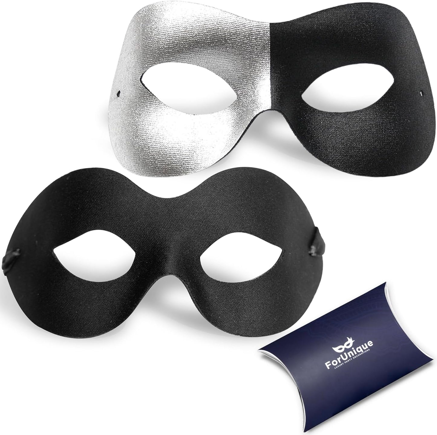 Masquerade Mask for Couples Women and Men - 2 Pack Venetian Gold and Black Lace, Mardi Gras Mask