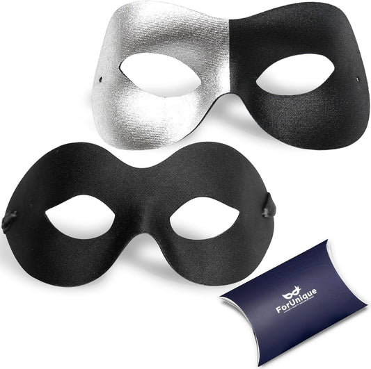 Masquerade Mask for Couples Women and Men - 2 Pack Venetian Gold and Black Lace, Mardi Gras Mask - PuriLite