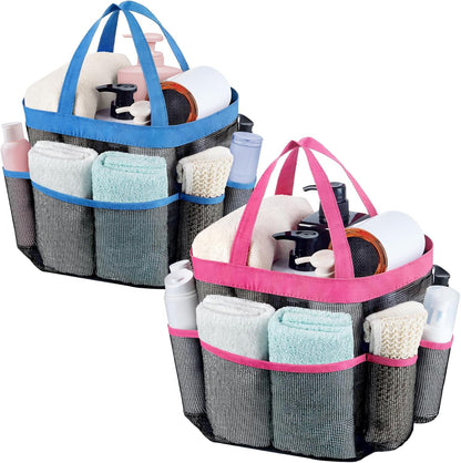Attmu Mesh Shower Caddy Portable for College Dorm Room Essentials with 8 Pockets, Hanging Shower Caddy Basket Tote Bag Toiletry Accessories for Bathroom