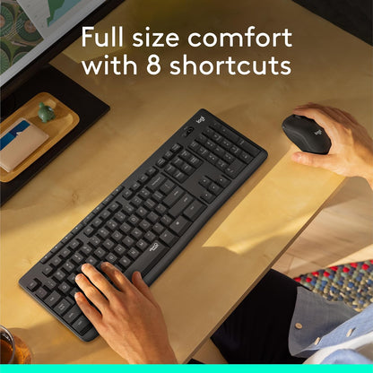 Logitech MK270 Wireless Keyboard and Mouse Combo for Windows, 2.4 GHz Wireless, Compact Mouse, 8 Multimedia and Shortcut Keys, 2-Year Battery Life, for PC, Laptop - Rose