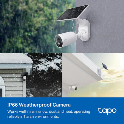 TP-Link Tapo SolarCam 2K, Outdoor Battery Camera w/Solar Panel Base, Wireless Camera, 2K QHD, 150° Super-Wide FOV, Free Person/Vehicle/Pet Detection, SD/Cloud Storage, Starlight Color Night Vision
