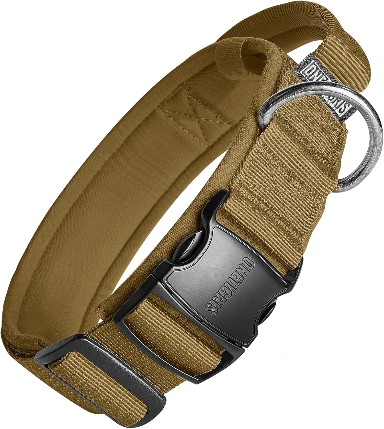 OneTigris Tactical Dog Collars with Handle,Military Dog Collar for Large Dog,Adjustable Nylon Collar German Shepherd Collar with Heavy Duty Metal Buckle for Dog Training and Walking (M, Orange)