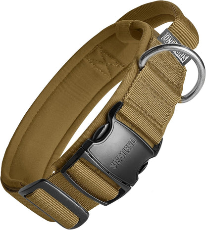 OneTigris Tactical Dog Collars with Handle,Military Dog Collar for Large Dog,Adjustable Nylon Collar German Shepherd Collar with Heavy Duty Metal Buckle for Dog Training and Walking (M, Orange)
