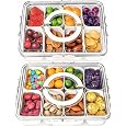 Pure Future 2-Pack Snackle Box Containers with Handles - Divided Serving Tray with Lids, 8 Compartments Charcuterie Box for Travel, Movie Nights & Parties (Hand Wash Only)