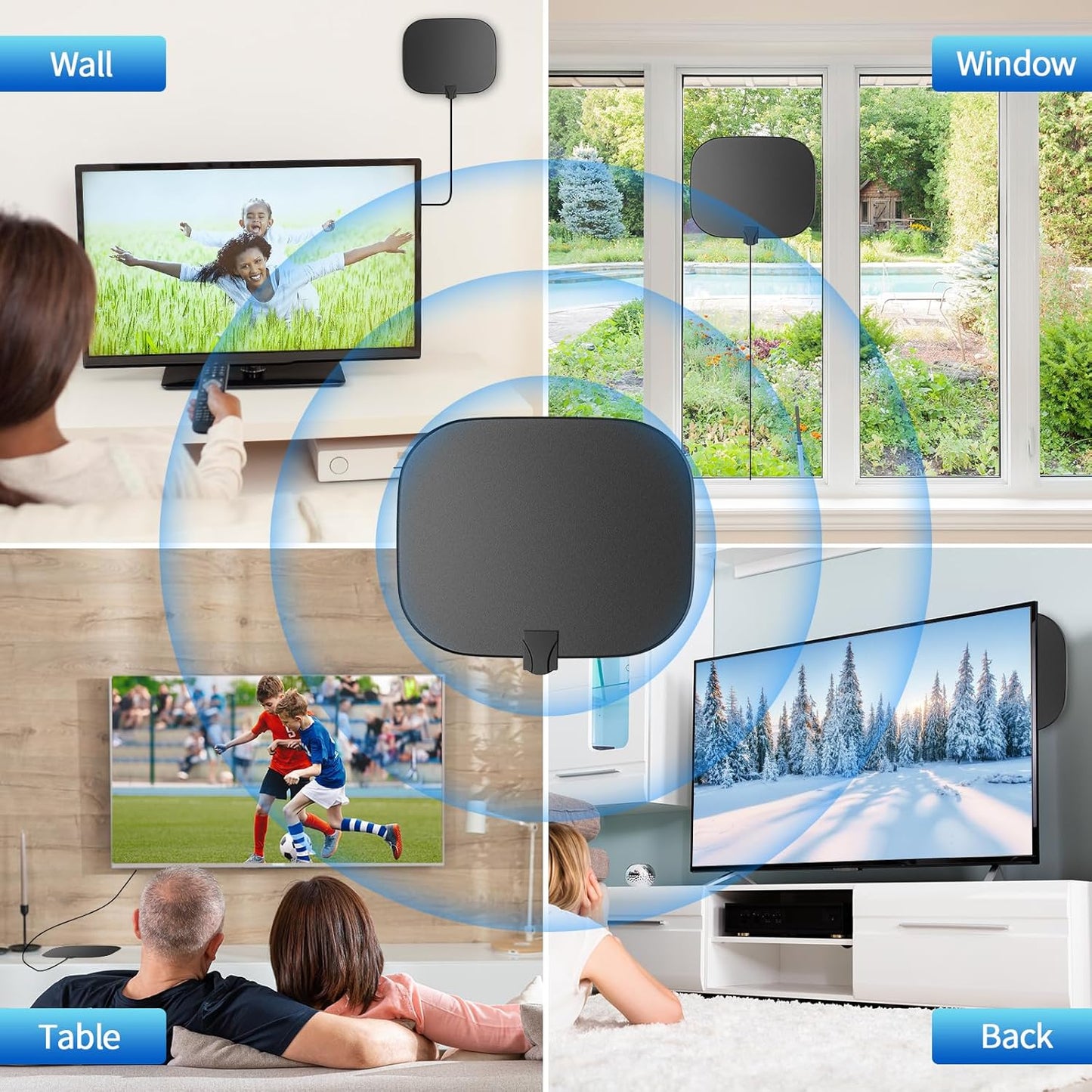 TV Antennas for Free Channels 1500+ Mile Long Range - 2025 Upgraded Indoor & Outdoor HD Digital Antenna with 360°Amplifier Signal Booster for 4K HDTV & Old TV-16FT Coax Cable