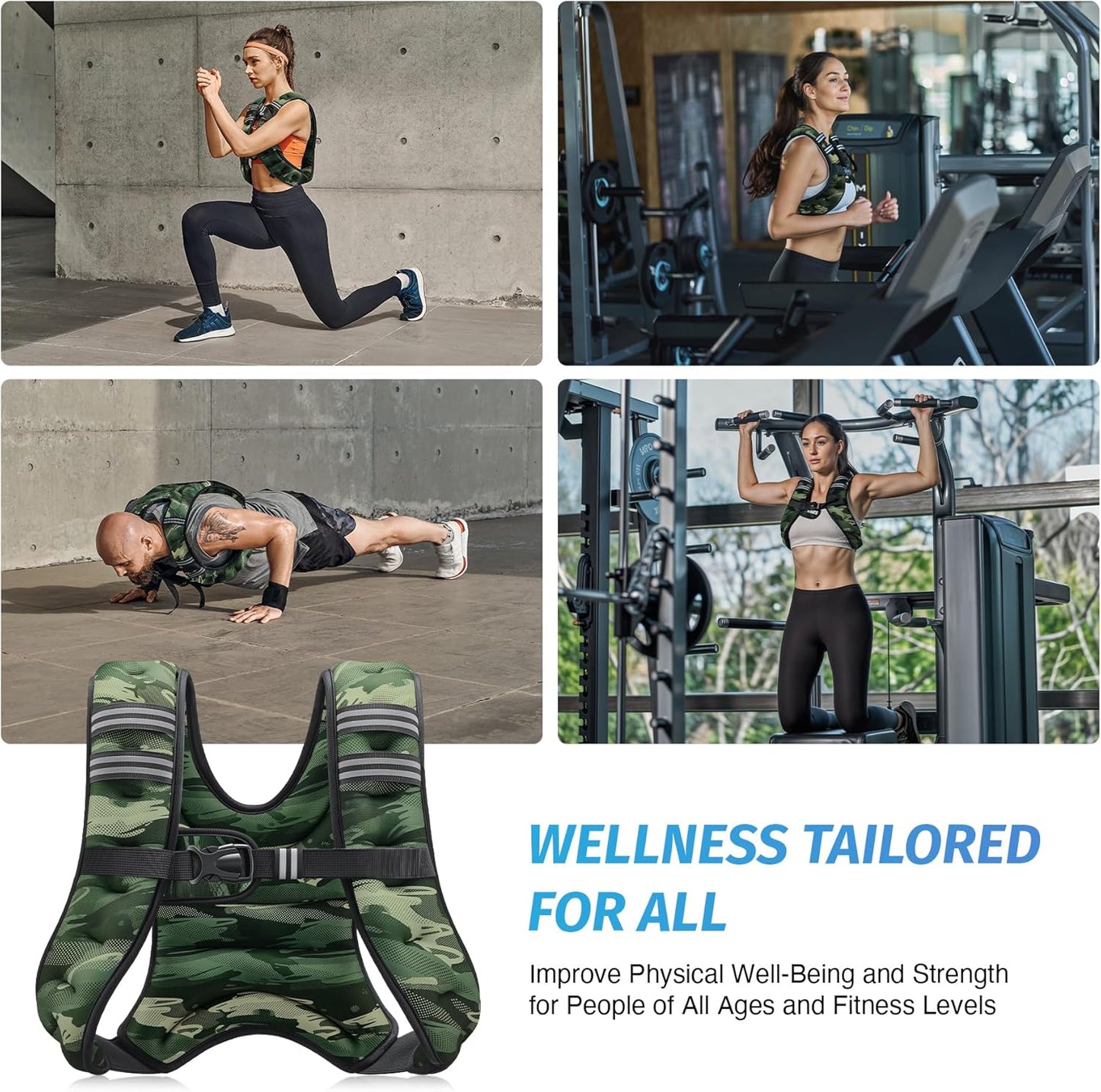 ZELUS Weighted Vest, 6lb/8lb/12lb/16lb/20lb/25lb/30lb Weight Vest with Reflective Stripe for Workout, Strength Training, Running, Fitness, Muscle Building, Weight Loss, Weightlifting