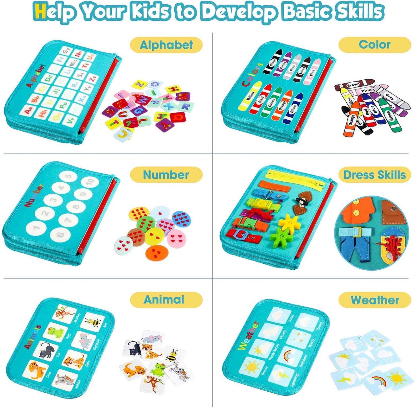 Winblo Toddler Busy Board - Montessori Toys for Toddler Girl Birthday Gift, Educational Learning Sensory Busy Book for Girls, Airplane Car Travel Activities Toy for Toddlers