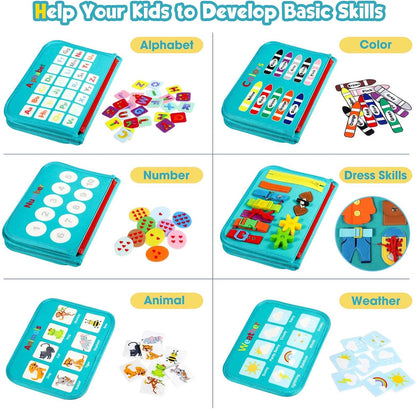 Winblo Toddler Busy Board - Montessori Toys for Toddler Girl Birthday Gift, Educational Learning Sensory Busy Book for Girls, Airplane Car Travel Activities Toy for Toddlers