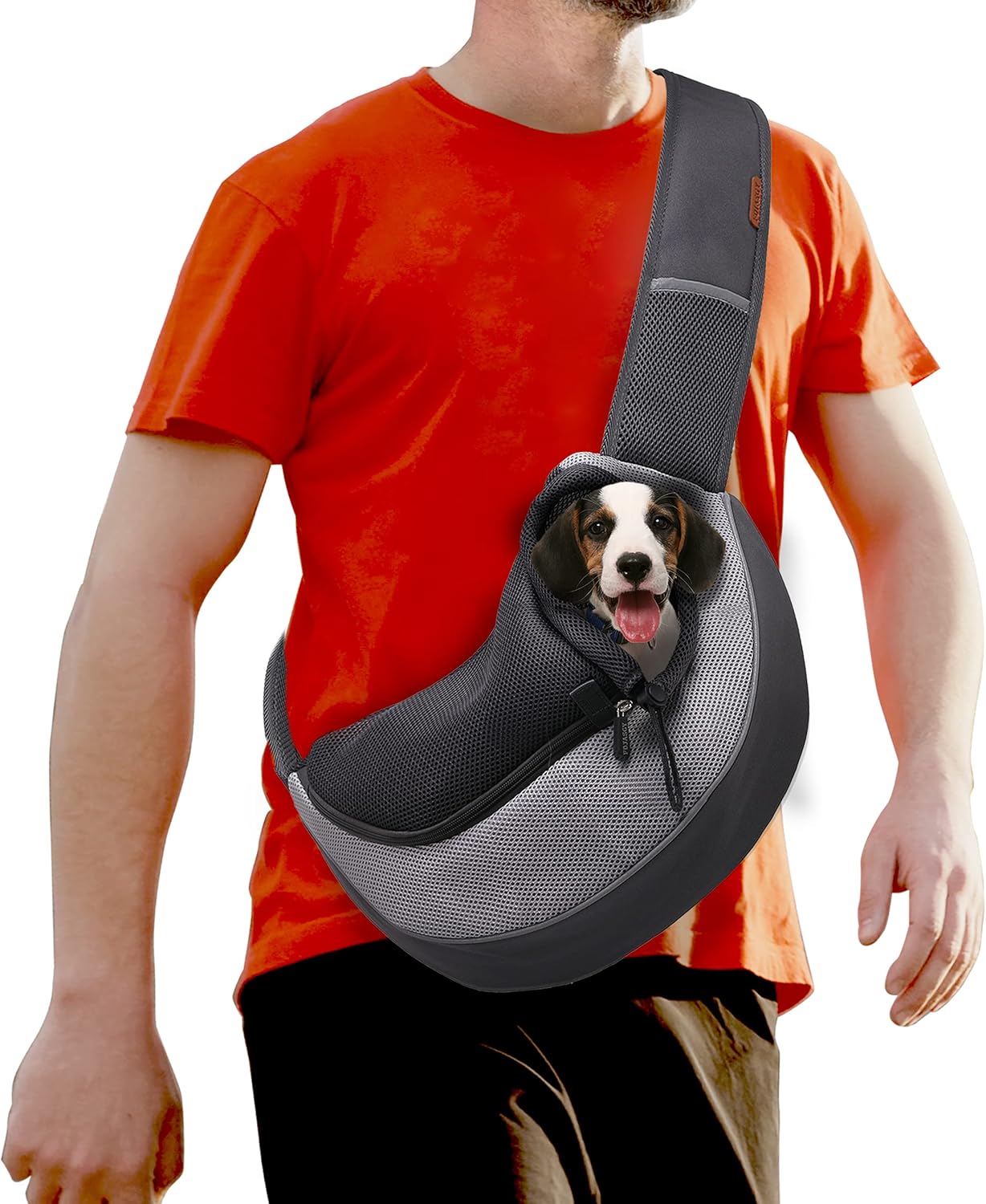 FDJASGY Pet Sling Carrier for Small Dogs Cats,Breathable Mesh Travelling Hand Free Puppy Backpack with Pouch and Adjustable Strap Carrier Grey