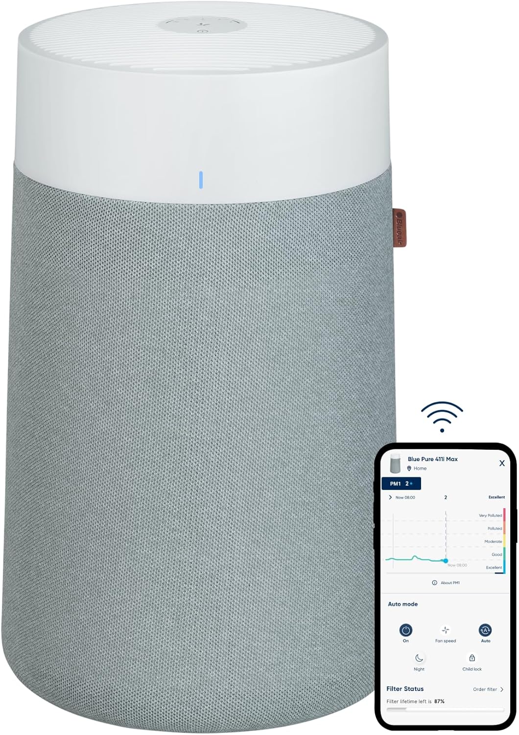BLUEAIR Air Purifiers for Medium Rooms, Bedroom, Kitchen, Cleans 1,858 sqft in one hour, HEPASilent Smart Air Cleaner for Home, Pets, Allergies, Dust, Mold, Smoke - Blue Pure 311i Max