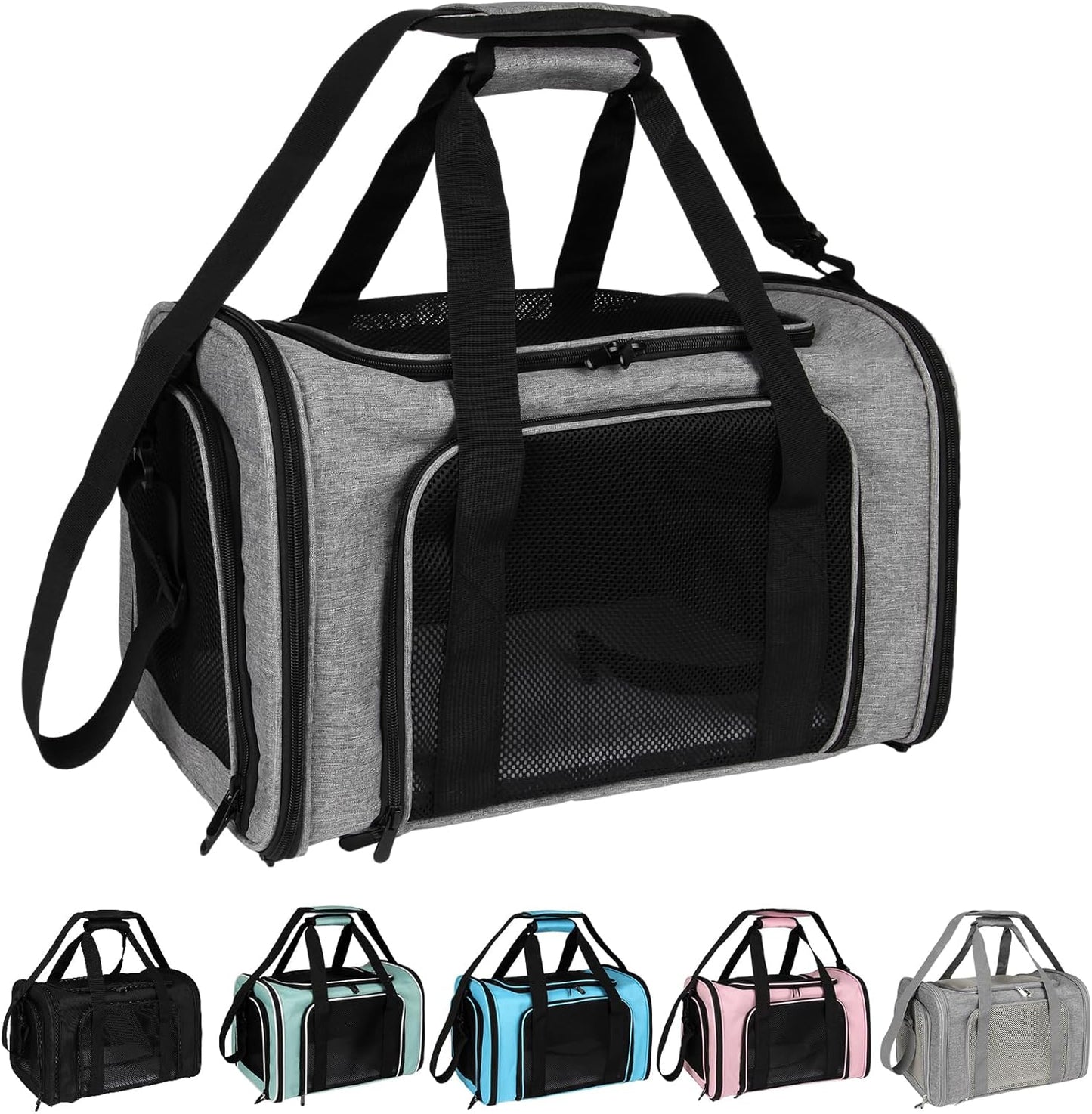 Top tasta Dog Cat Carrier Pet Carriers for Small Medium Large Cats Dogs Carrier Soft Sided Small Puppy Dog Carrier Portable Foldable Airline Approved Dog Cat Travel Carrier Grey Medium