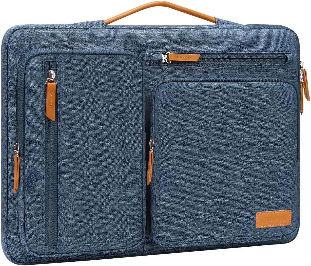 MOSISO 360 Protective Laptop Sleeve Compatible with MacBook Air/Pro, 13-13.3 inch Notebook, Compatible with MacBook Pro 14 inch M3 M2 M1, Side Open Bag with 4 Zipper Pockets&Handle, Black - PuriLite
