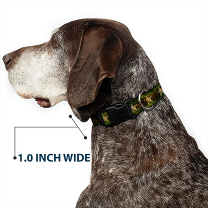 Buckle-Down PC-W21909-M Dog Collar Plastic Clip Buckle, 1"x11"-17", Star Black/White