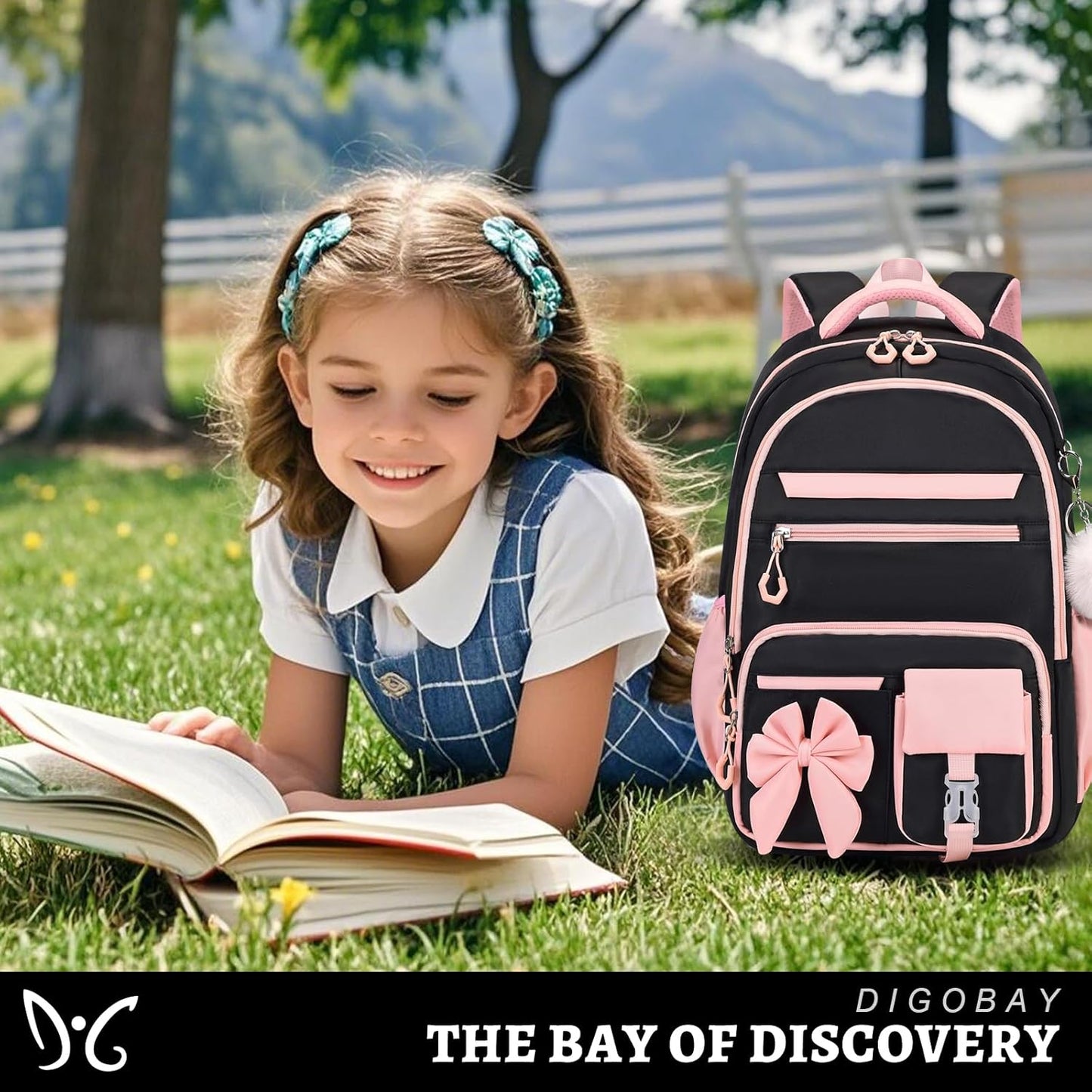 DIGOBAY Backpack for Girls, 3PCS Girls Backpack with Lunch Bag Pencil Case, Kids Backpack for Kindergarten Elementary School