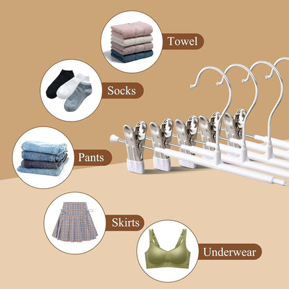 14Inch Black Pants Hangers with Clips 10 Pack Adjustable Skirt Hangers for Women Non-Slip Trousers Hanger for Jeans Clothes Hangers for Pants Heavy Duty Space Saving Shorts Hangers