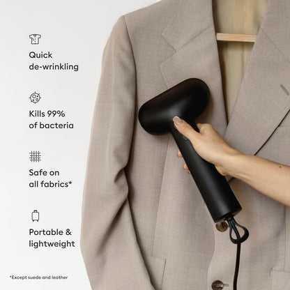 Steamery Handheld Clothes Steamer Cirrus X, 1200W, Steam Output 0.71 oz/min, Heat up in 20 Seconds, Portable, Minimalistic, Scandinavian design, Onyx