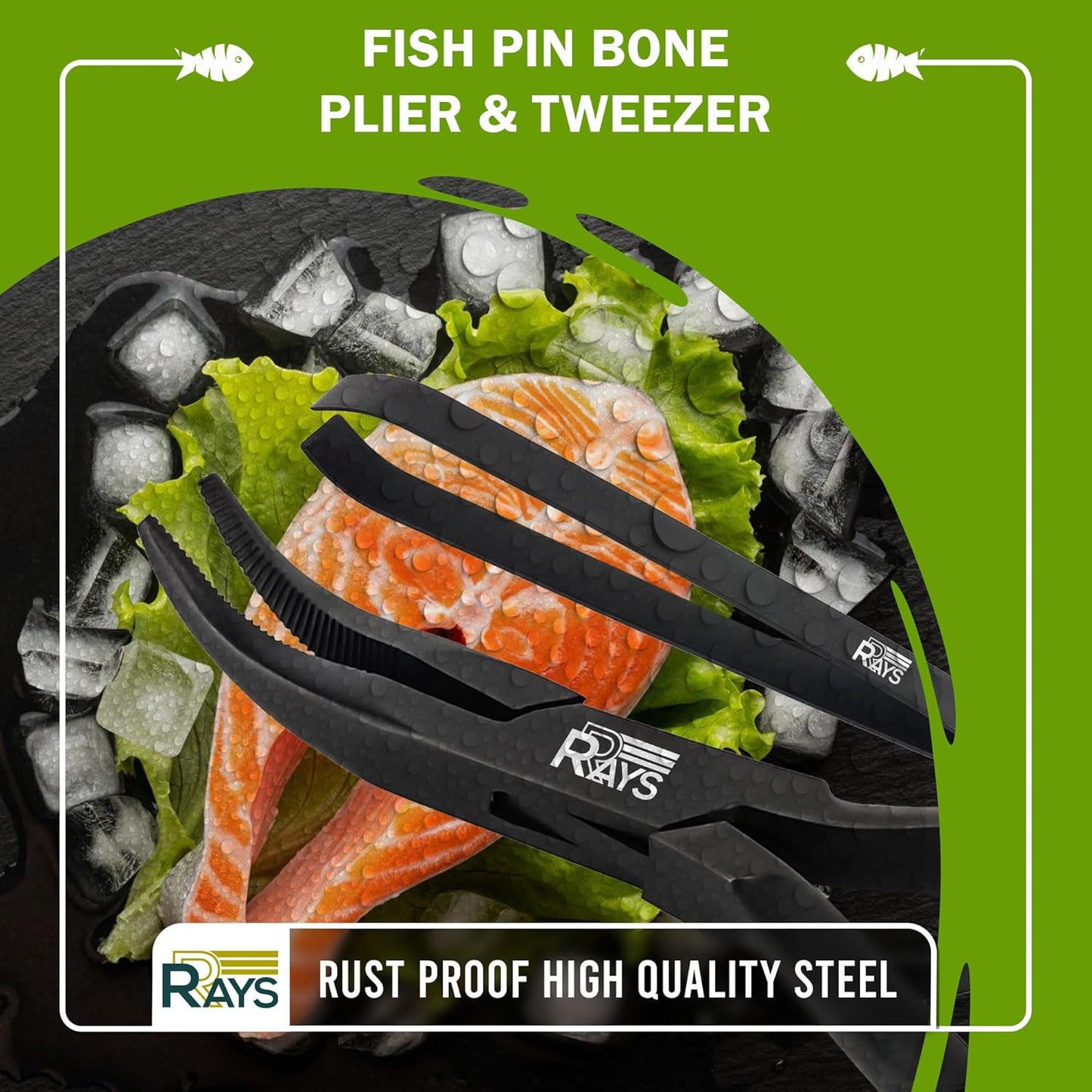 RRAYS Fish Bone Plier/Tweezer Stainless Steel - Deboning Tools for All Kinds of Fish, Small, Black